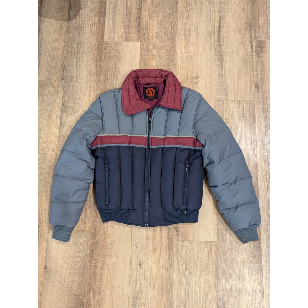 Vintage 1984 White Stag Mountain Goat Down Ski Jacket Mens M Colorblock Puffer
